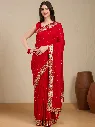 Vervee Couture Classic Red Georgette Saree