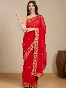 Vervee Couture Red Georgette Saree