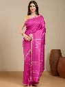 Vervee Couture Pink Silk Blend Saree with Semi-Stitched Blouse | Eka