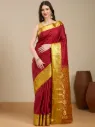 Vervee Couture Deep Red Banarasi Silk Saree