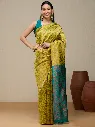 Vervee Couture Fresh Lime Green Banarasi Silk Saree | Aavya