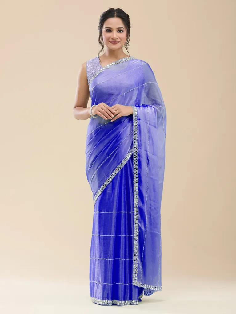 Vervee Couture Dusty Lavender Purple Organza Saree | Neerja