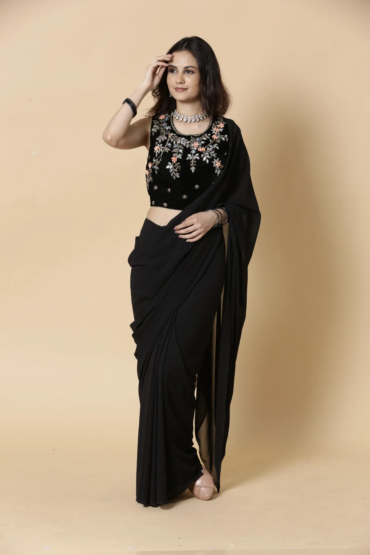 [VC26-AAKRITI-D100-15] Vervee Couture Black Designer Saree | Aakriti