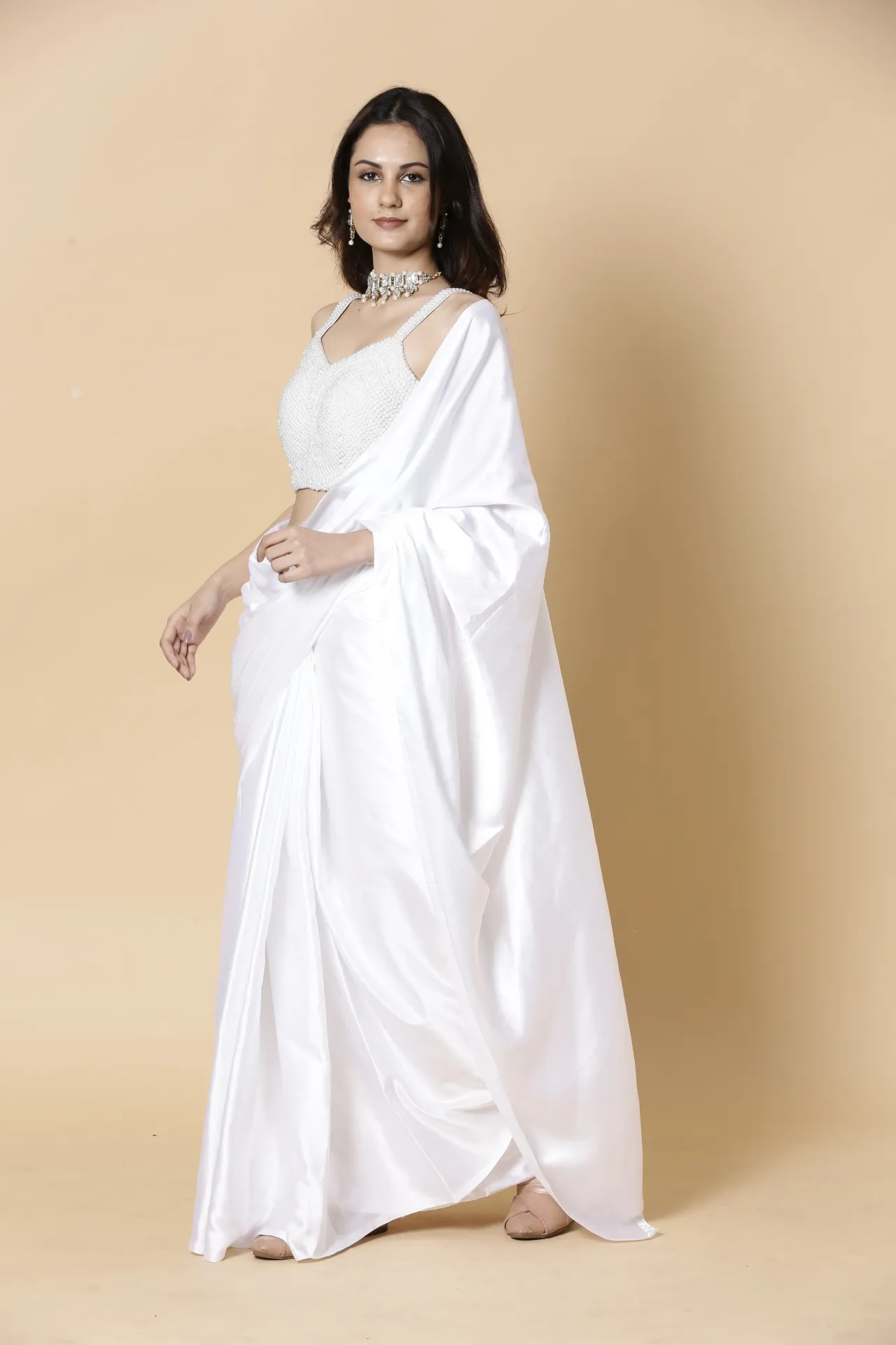 [VC26-AAKRITI-D100-79] Vervee Couture White Designer Saree | Aakriti