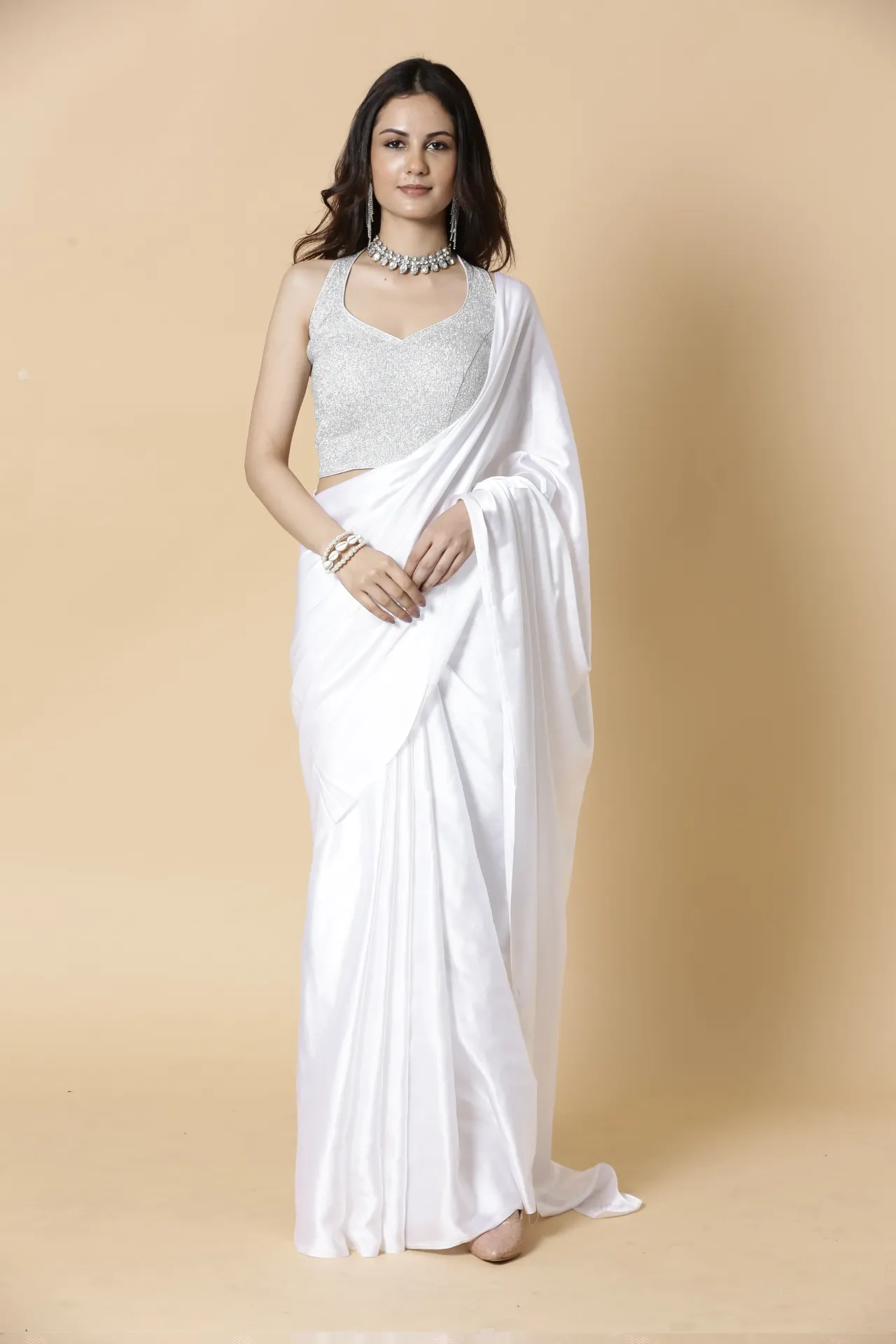 Vervee Couture Soft Ivory White Designer Saree | Aakriti