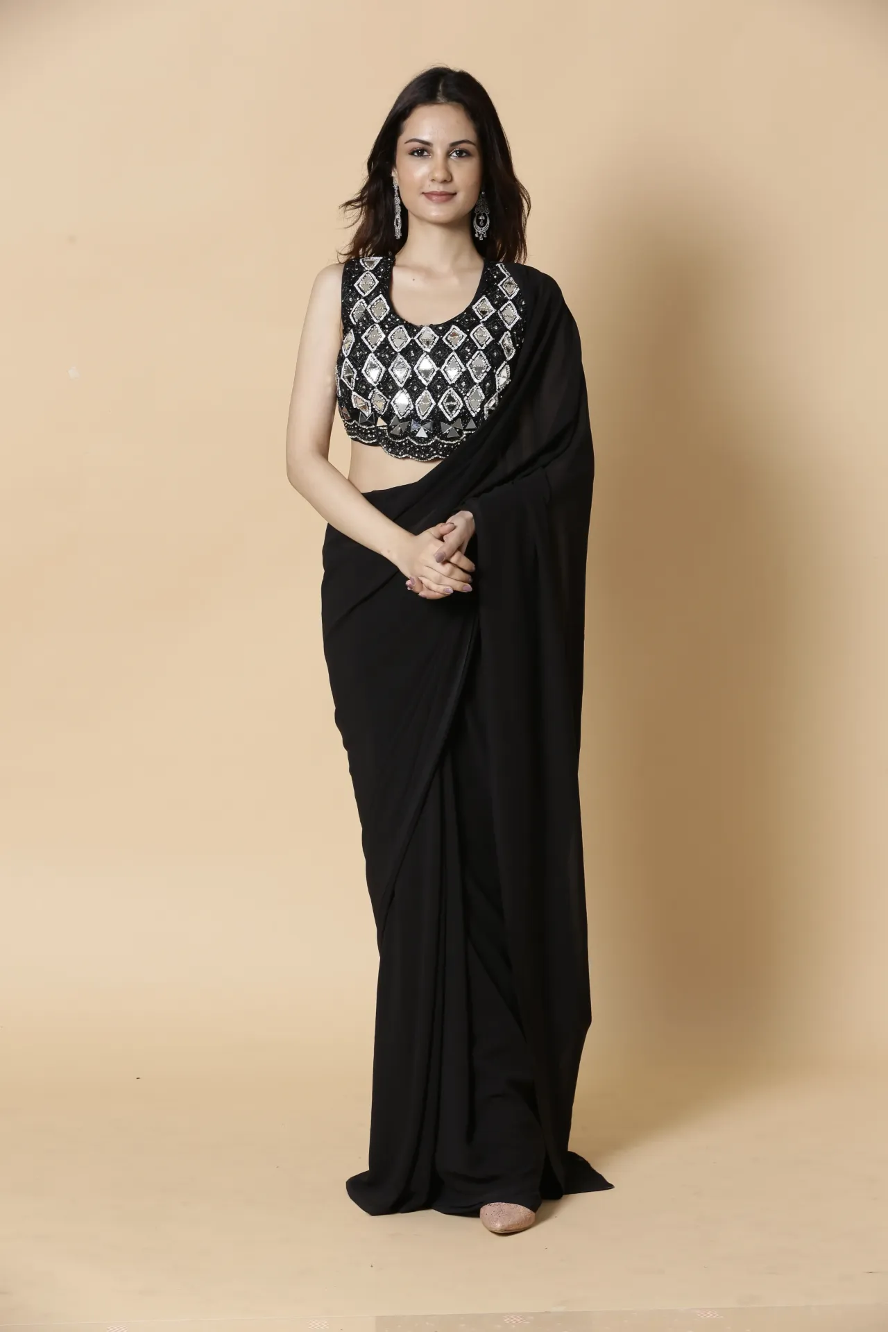Vervee Couture Classic Jet Black Designer Saree | Aakriti