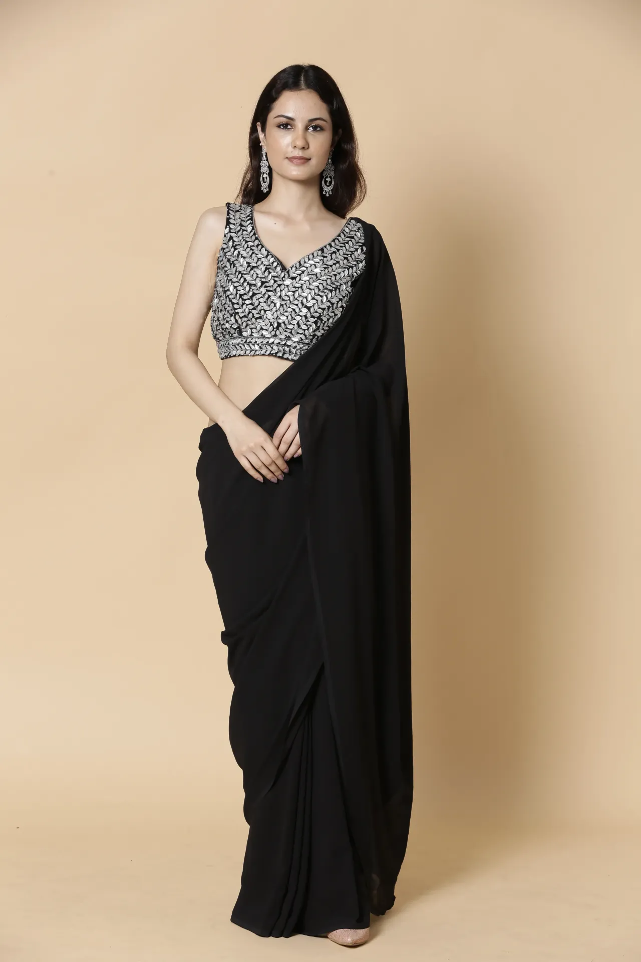 Vervee Couture Classic Jet Black Designer Saree | Aakriti