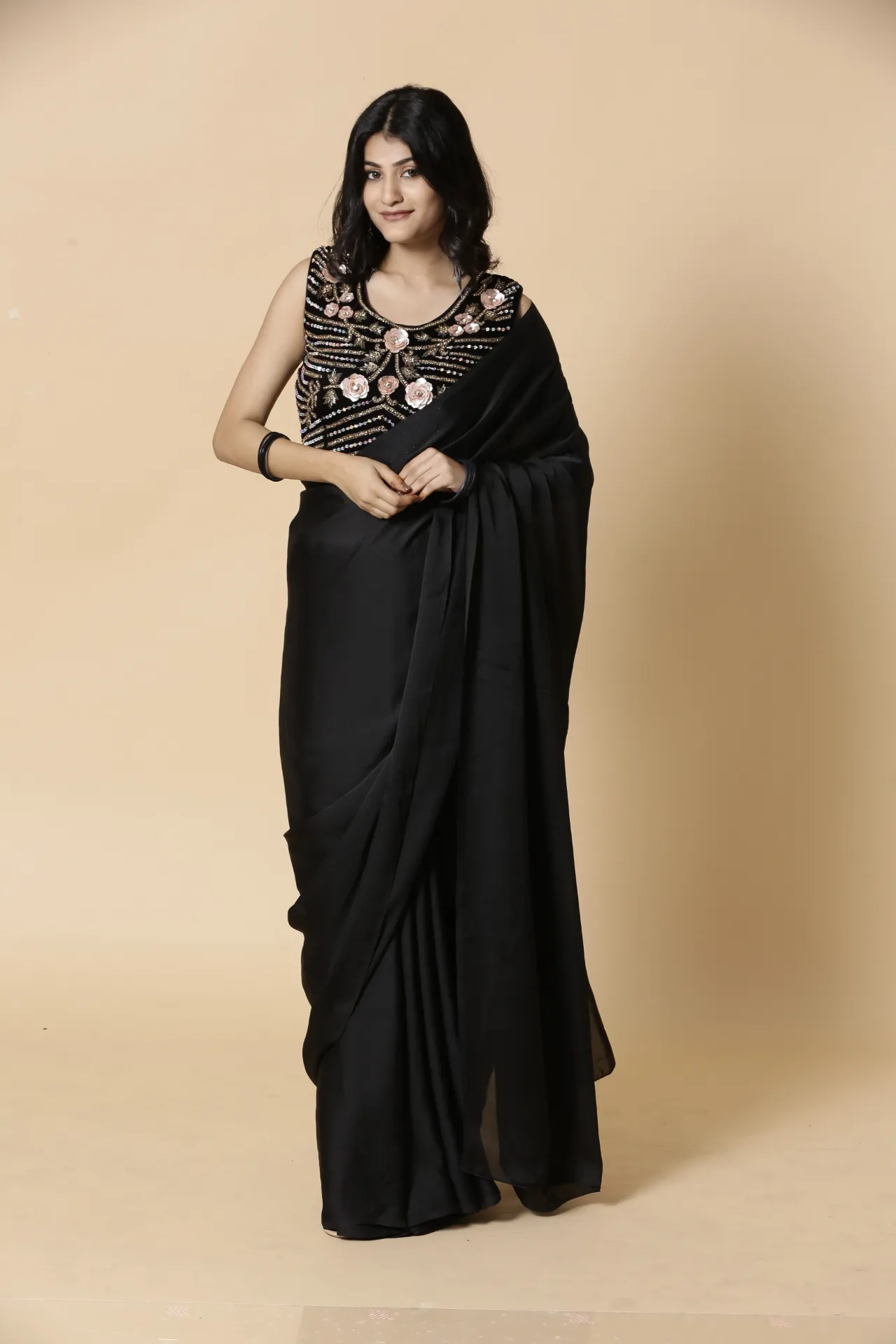 Vervee Couture Classic Jet Black Designer Saree | Aakriti