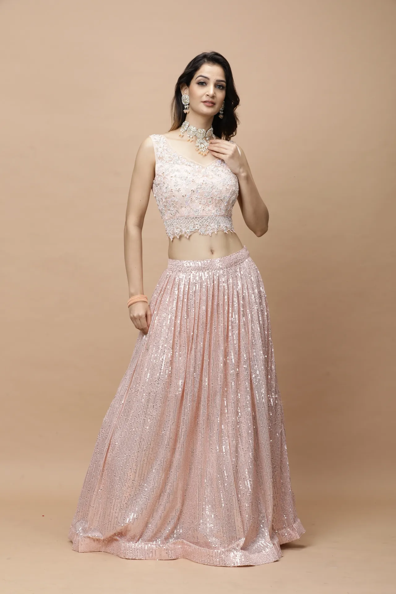 Vervee Couture Baby Pink Designer Lehenga