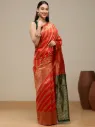 Vervee Couture Classic Crimson Red Banarasi Silk Saree | Aavya