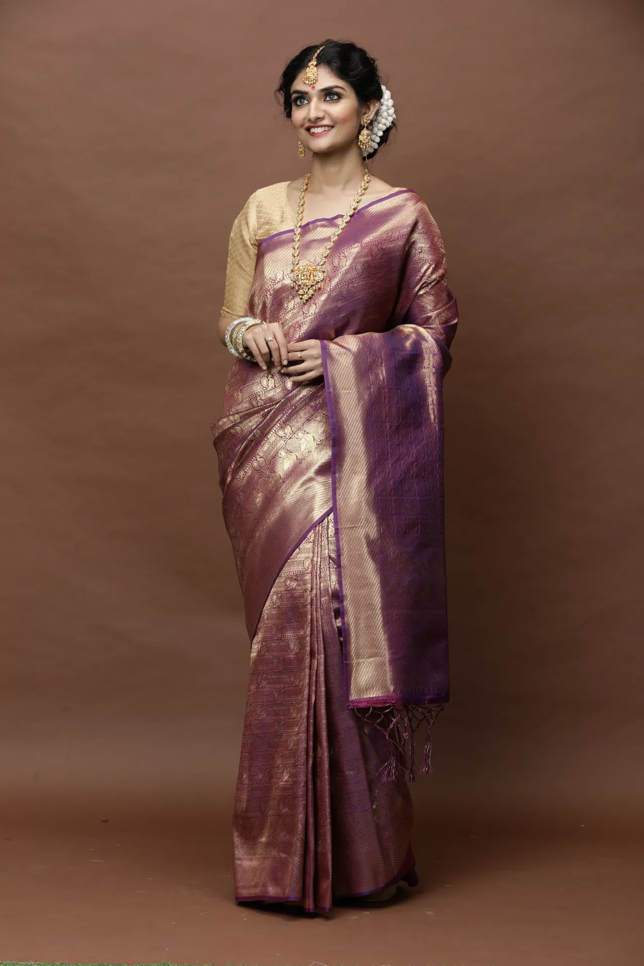Vervee Couture Lavender Banarasi Silk Saree