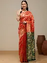 Vervee Couture Classic Crimson Red Banarasi Silk Saree | Aavya