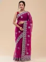 Vervee Couture Deep Wine Maroon Net Saree | Sitara