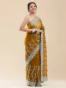 Vervee Couture Warm Copper Brown Poly Net Saree | Ruhani