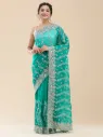 Vervee Couture Rich Turquoise Green Poly Net Saree | Ruhani
