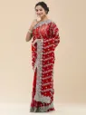 Vervee Couture Soft Coral Red Poly Net Saree | Ruhani
