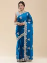 Vervee Couture Royal Blue Silk Blend Saree | Gulmar