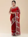 Vervee Couture Deep Maroon Poly Net Saree | Barhin