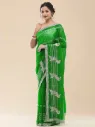 Vervee Couture Emerald Green Poly Net Saree | Barhin