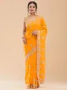 Vervee Couture Bright Orange Georgette Saree | Gulnar