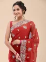 Vervee Couture Brick Red Georgette Saree | Gulnar