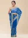 Vervee Couture Royal Blue Green Georgette Saree | Tarang