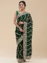 Vervee Couture Dark Bottle Green Georgette Saree | Tarang
