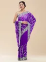 Vervee Couture Plum Purple Green Georgette Saree | Tarang