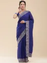 Vervee Couture Royal Sapphire Blue Georgette Saree | Vamika