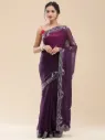 Vervee Couture Deep Royal Purple Georgette Saree | Ved