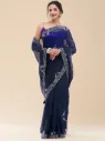 Vervee Couture Deep Dark Teal Green Georgette Saree | Ved
