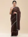 Vervee Couture Deep Dark Maroon Georgette Saree | Veer