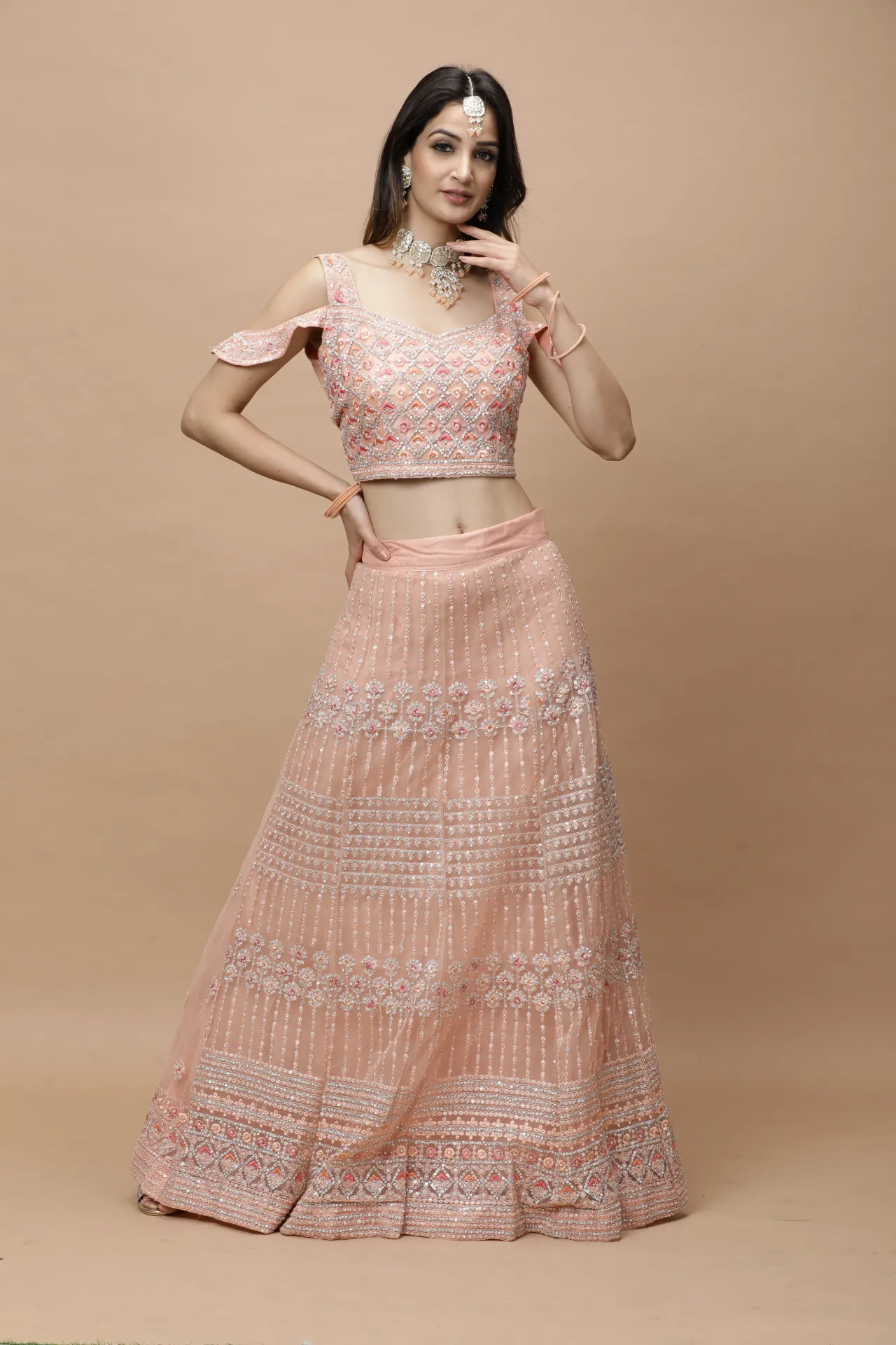 [VC26-LEH-D98-13] Vervee Couture Baby Pink Designer Lehenga | Leh