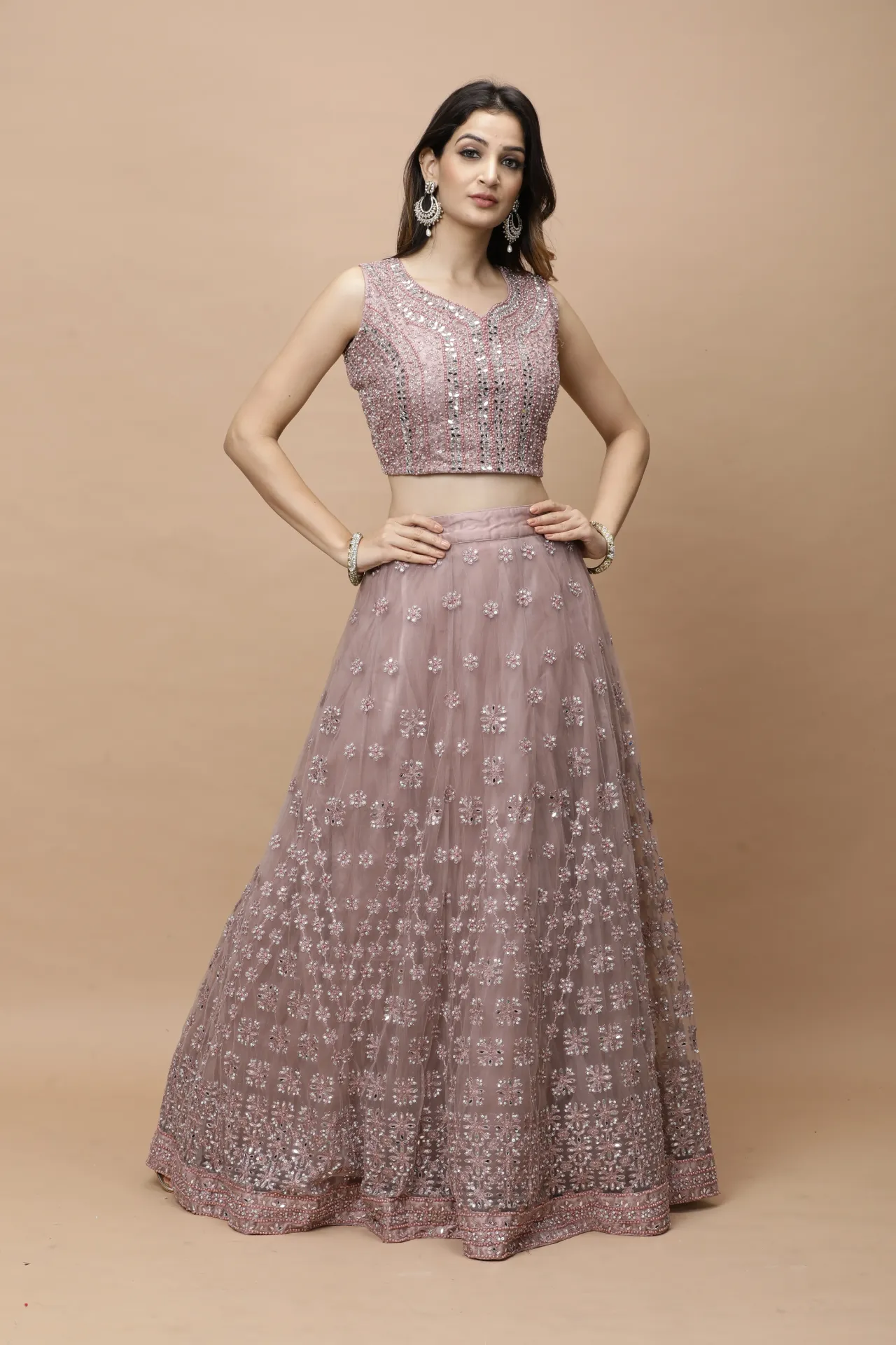 [VC26-LEH-D98-17] Vervee Couture Mauve Pink Designer Lehenga | Leh