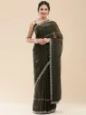 Vervee Couture Olive Green Georgette Saree | Veer