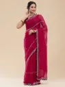 Vervee Couture Deep Rani Rose Pink Georgette Saree | Veer