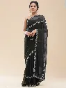 Vervee Couture Charcoal Black Georgette Saree | Natasha