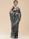 Vervee Couture Charcoal Black Brocade Saree | Nasir