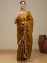 Vervee Couture Warm Camel Brown Organza Saree | Veronica