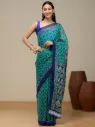 Vervee Couture Fresh Leaf Green Georgette Saree | Viavya