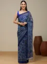 Vervee Couture Navy Blue Georgette Saree | Saiyami