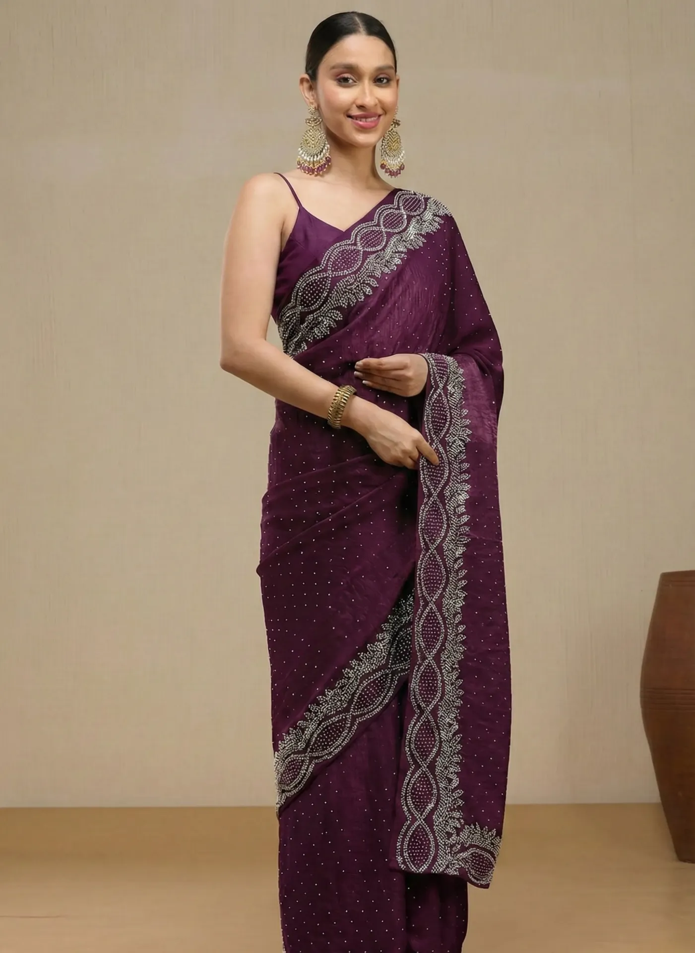 [VC26-NEEL-D50-04] Vervee Couture Royal Purple Saree Silk Blend Saree | Neel
