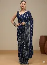 Vervee Couture Deep Teal Blue Georgette Saree | Visya