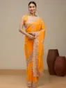 Vervee Couture Bright Orange Georgette Saree | Divyam