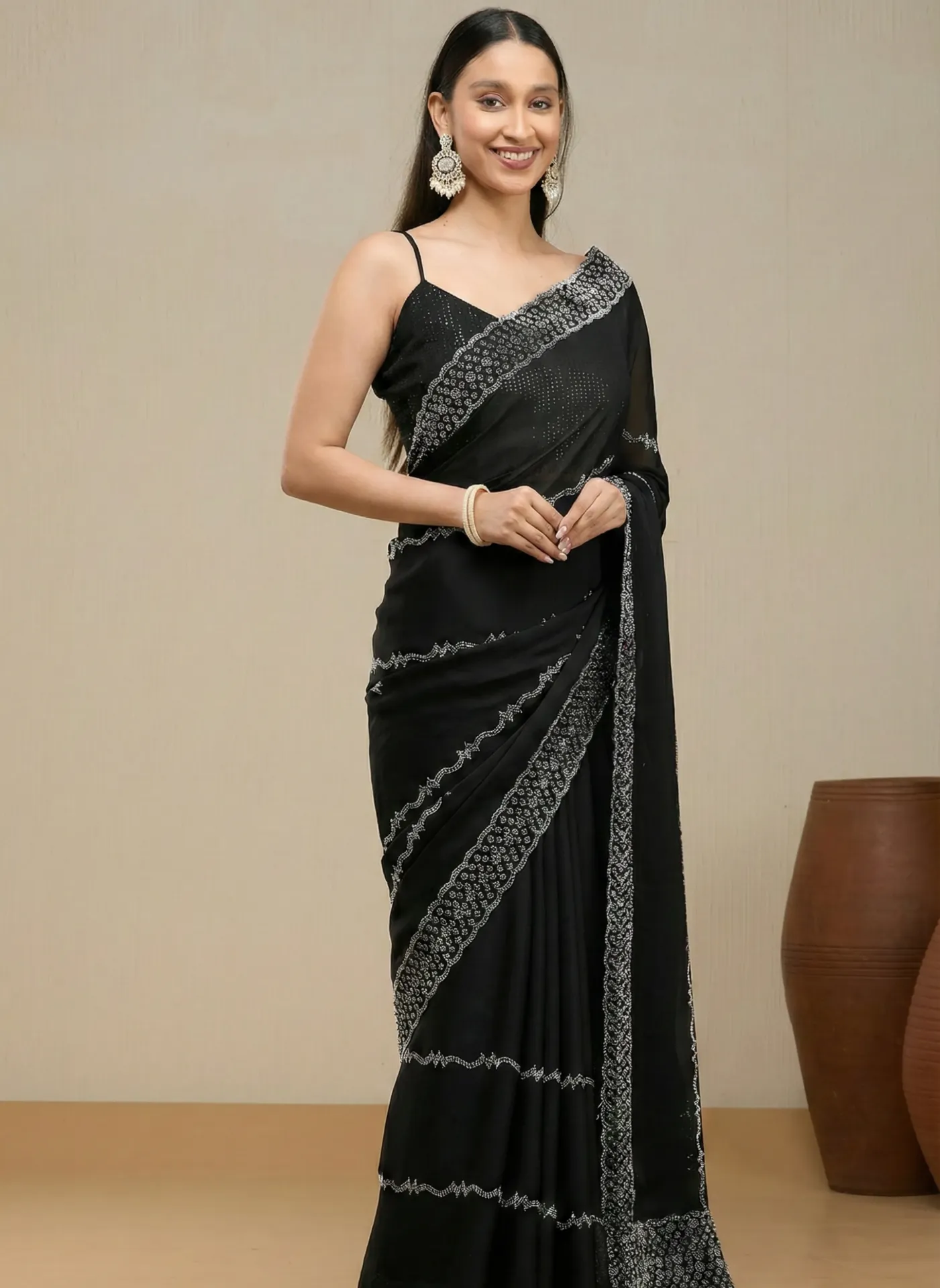 Vervee Couture Black Georgette Saree | Jiya