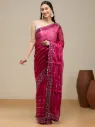 Vervee Couture Rose Pink Organza Saree | Alika