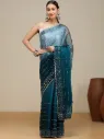 Vervee Couture Teal Green Organza Saree | Alika