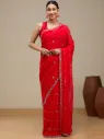 Vervee Couture Classic Red Georgette Saree | Zeya