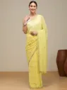 Vervee Couture Soft Pastel Yellow Georgette Saree | Zeya