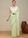 Vervee Couture Soft Pastel Green Georgette Saree | Zeya